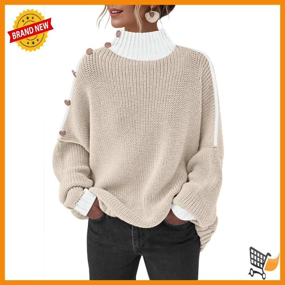 Oversized Turtleneck Pullover Sweater Women's Winter Knit Long Sleeve